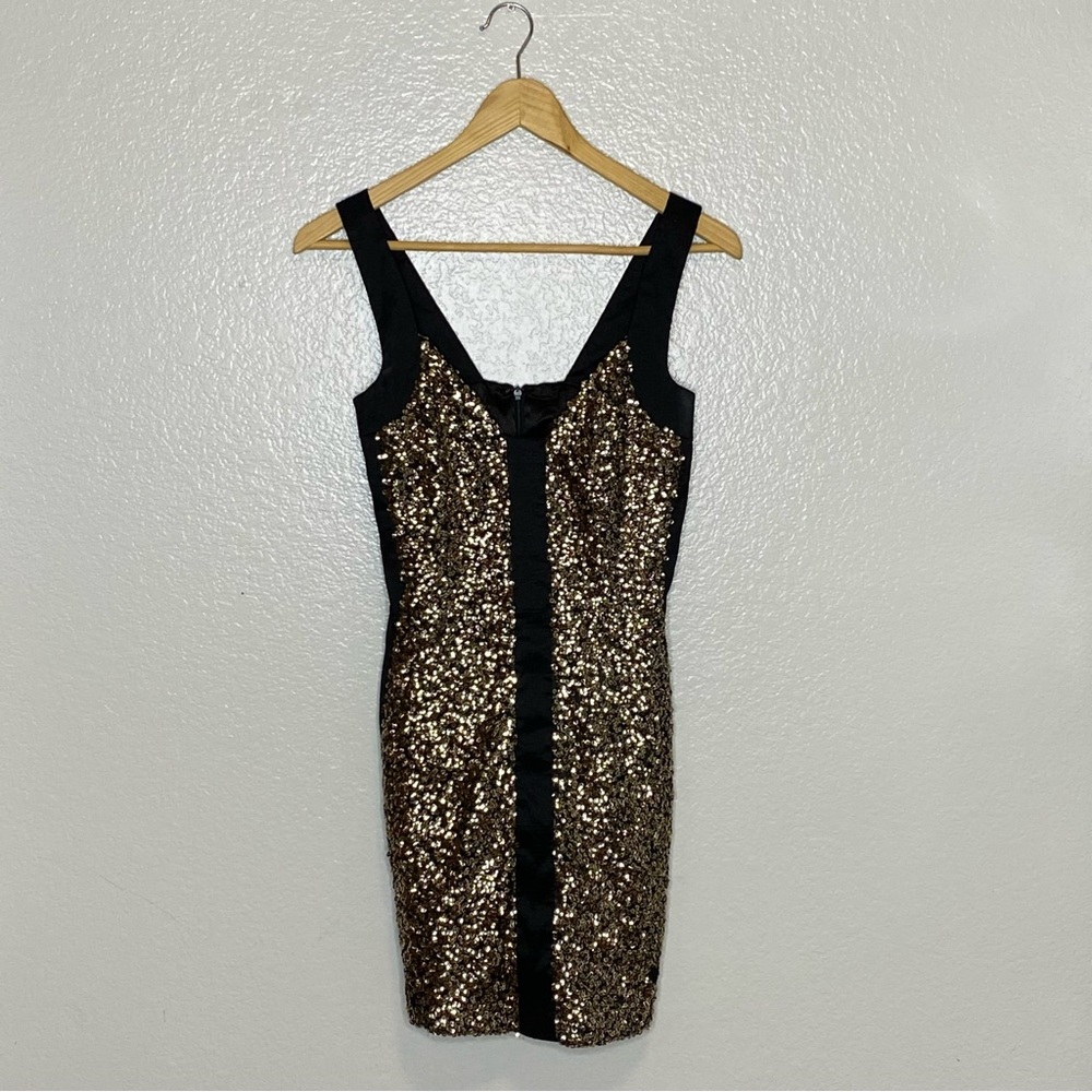 Jessica McClintock Black & Gold Sparkle Cocktail Dress